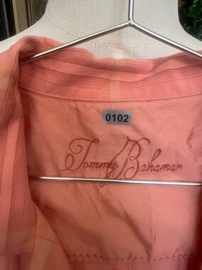 Tommy Bahama Peach-Pink Embroidered Button-Up Shirt